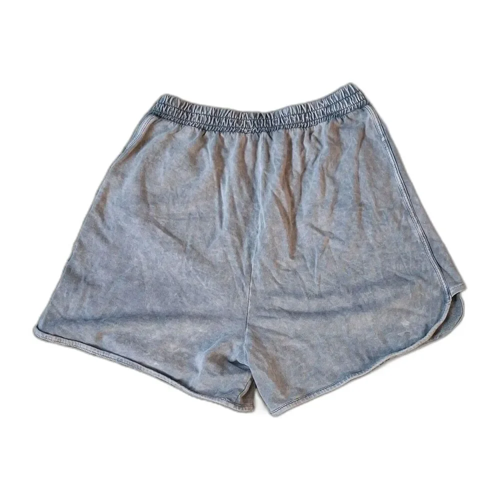 Three Bird Nest Gray Mineral Wash Relaxed Lounge Shorts Med Festival Cozycore